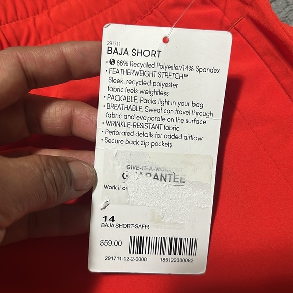 ATHLETA BAJA SHORT NWT Hibiscus Red Wrinkle resistant Light Weight Size 14 - Picture 14 of 14
